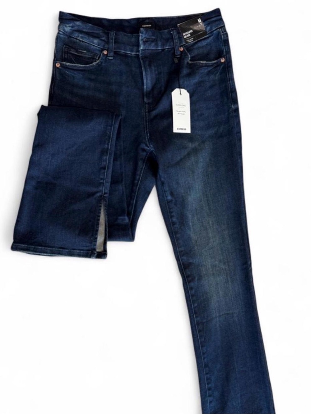 NWT Express FlexX Skyscraper Mid Rise Bootcut Jeans Dark Wash M 6/8/10